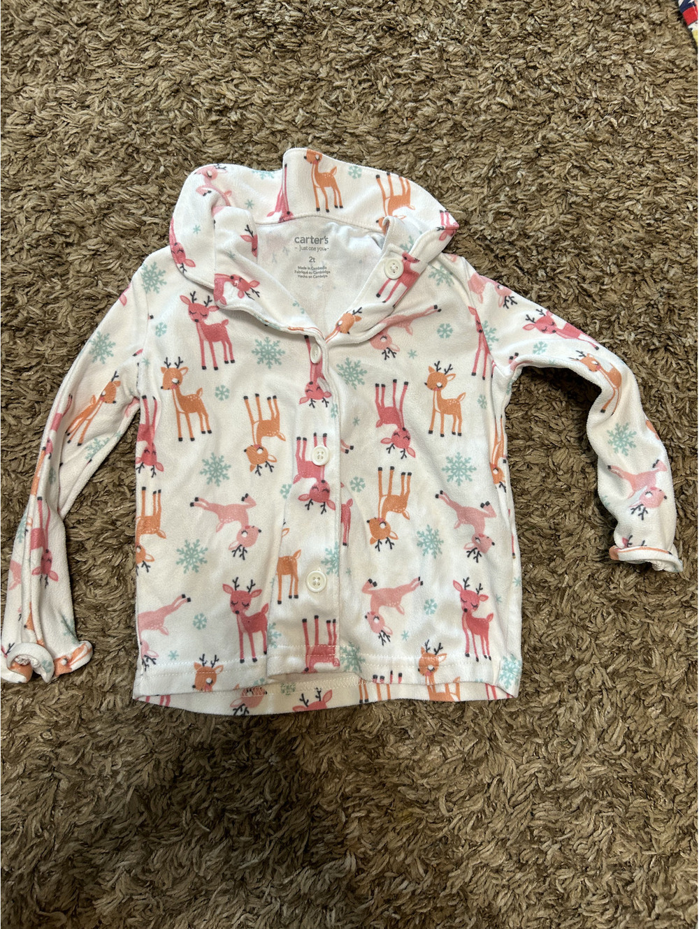 Carter's Toddler 2T Reindeer Print Pajama Top